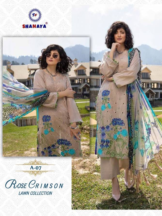 Shanaya Rose Crimson Lawn Latest Collection Stylish Pakistani Salwar Kameez